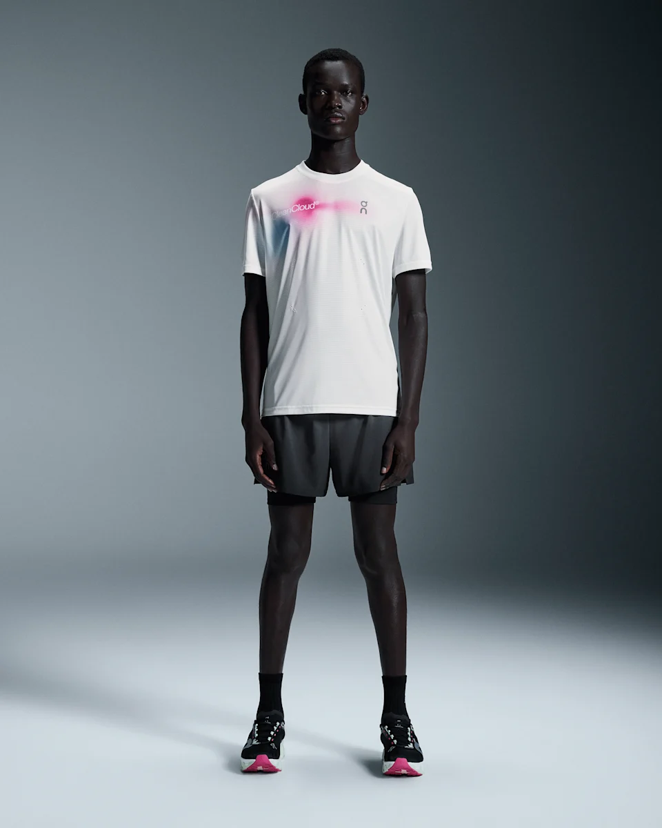 On Pace-T Undyed & Pink Masculino – Leveza, respirabilidade, corrida