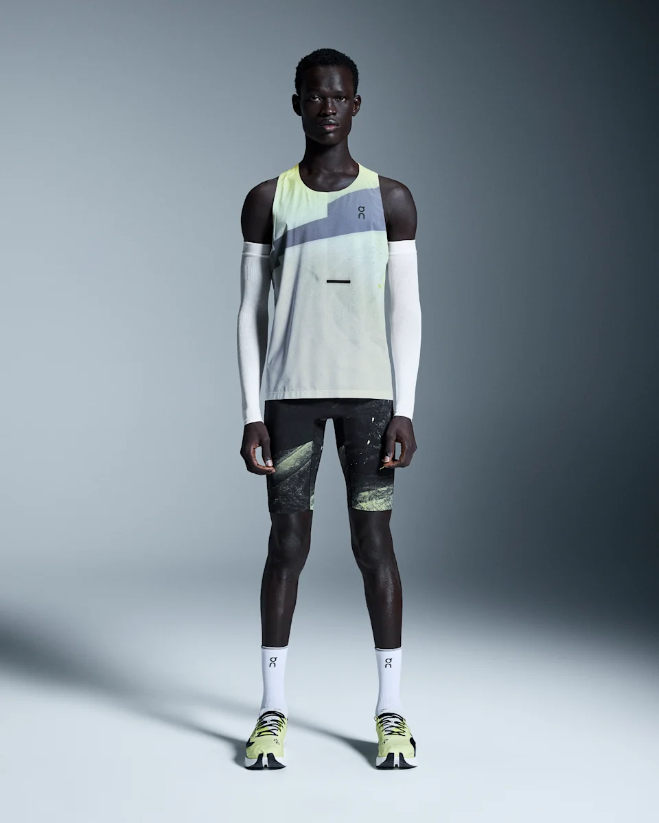 On Race Tights Half Black & Limelight Masculino – Leve, Comprimento médio, Corridas em clima quente