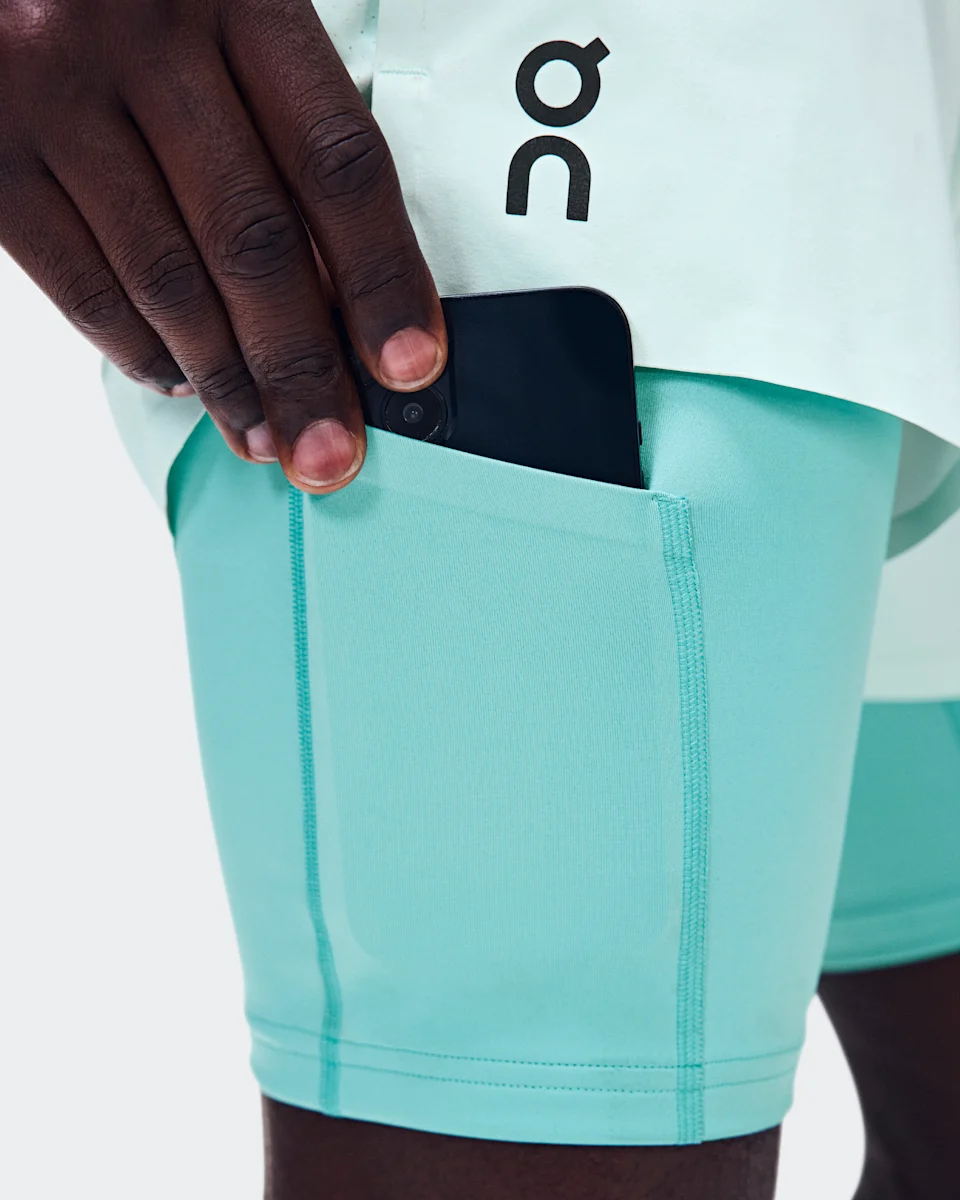 On 5" Performance 2/1 Shorts Flurry & Aquamarine Masculino