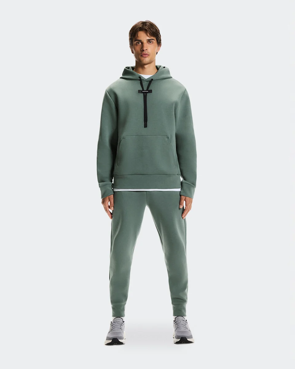 On Focus Tech Hoodie Olive Masculino – Uso diário, viagens, treino