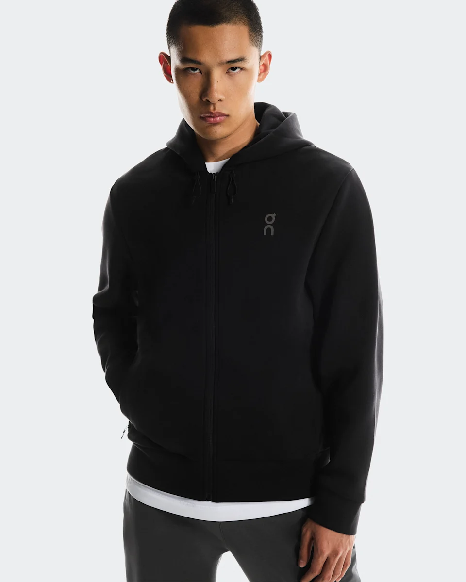 On Focus Tech Zip Hoodie Black Masculino
