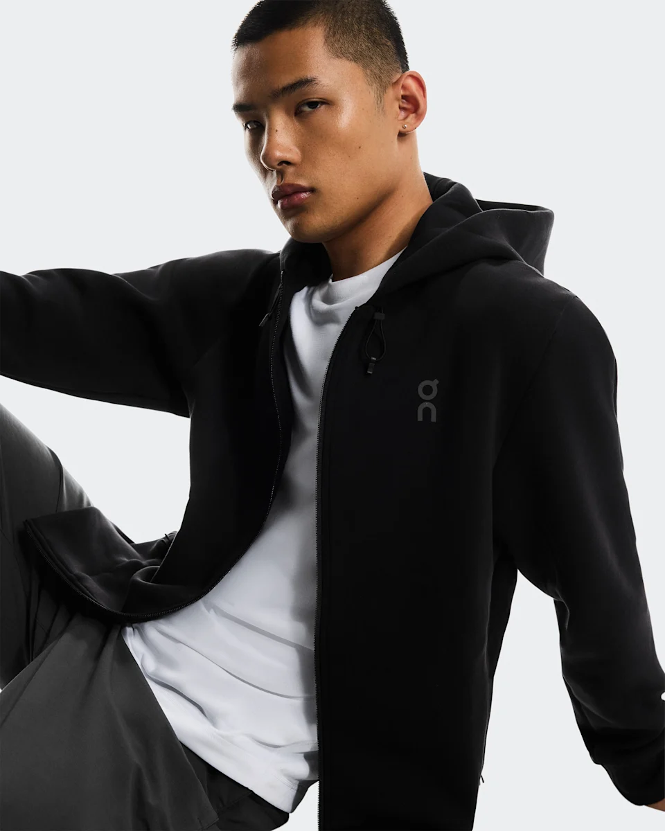 On Focus Tech Zip Hoodie Black Masculino