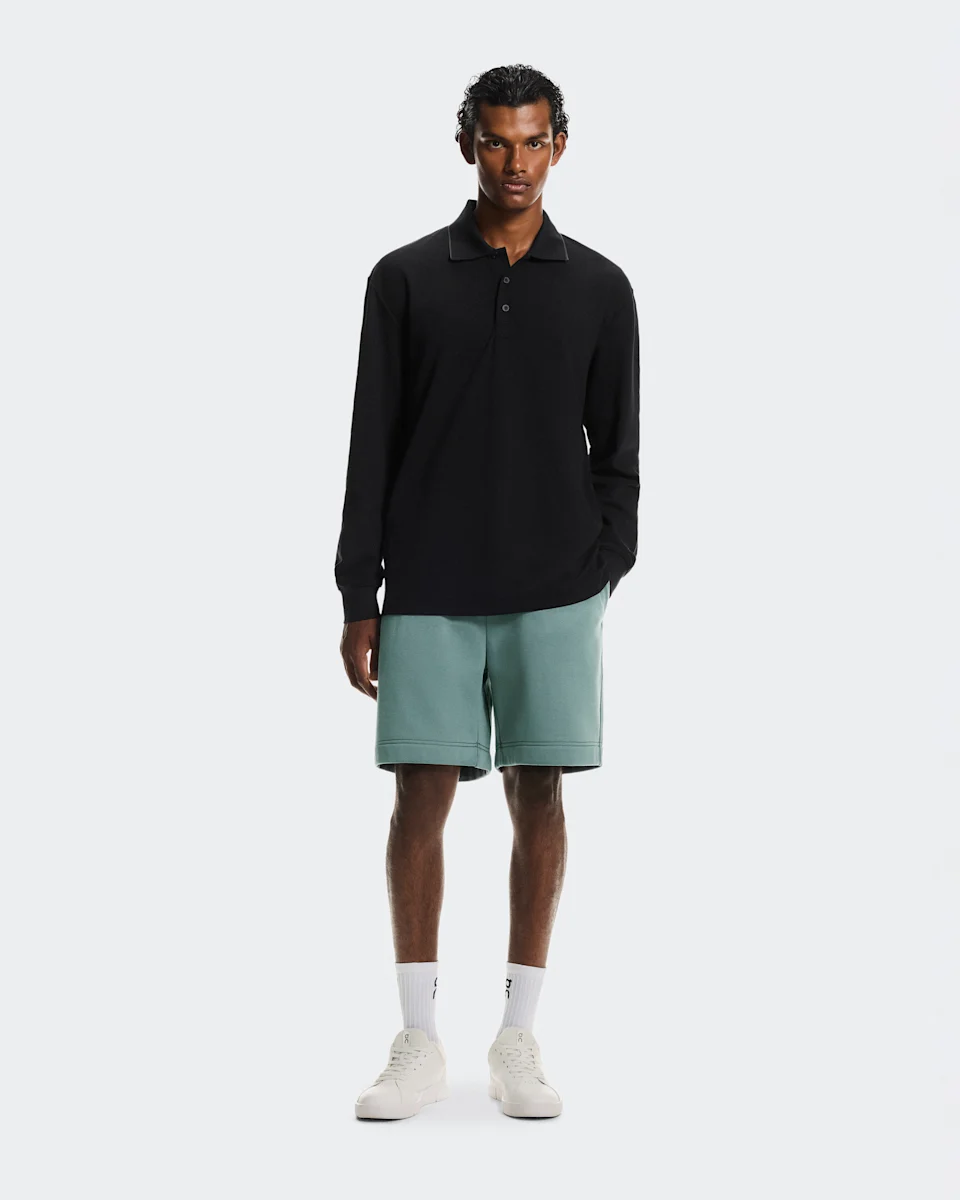 On Courtside Long-T Polo Black & Eclipse Masculino – Lifestyle tenista, estilo tenista, conforto o dia todo