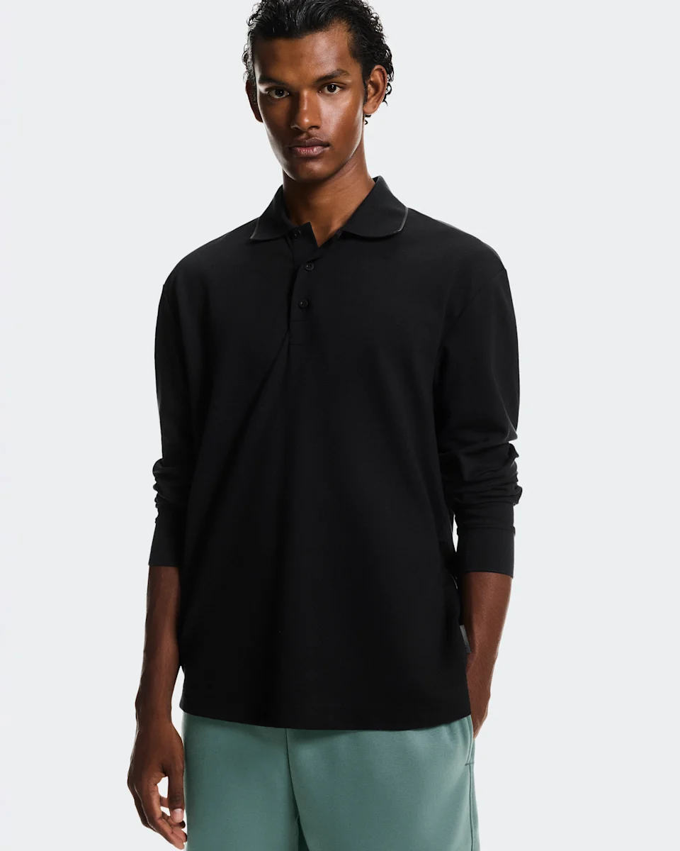 On Courtside Long-T Polo Black & Eclipse Masculino