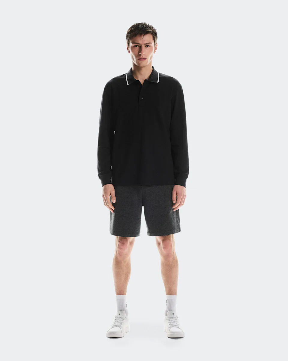 On Courtside Long-T Polo Black Masculino