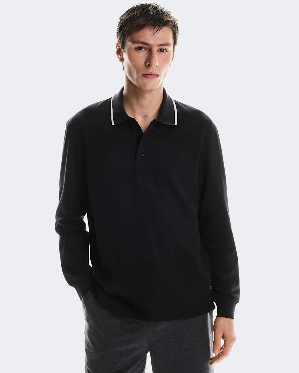 On Courtside Long-T Polo Black Masculino