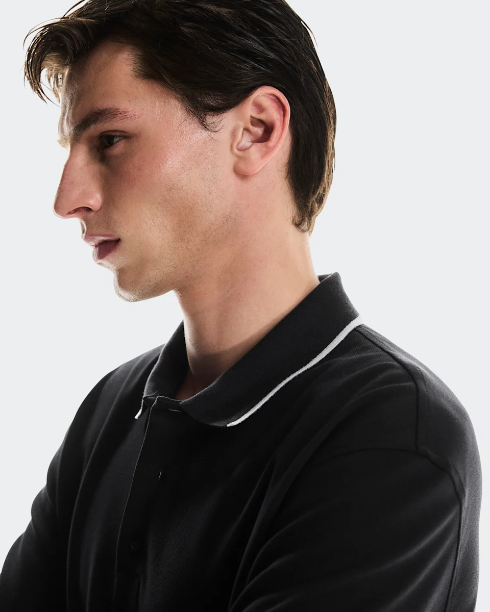 On Courtside Long-T Polo Black Masculino