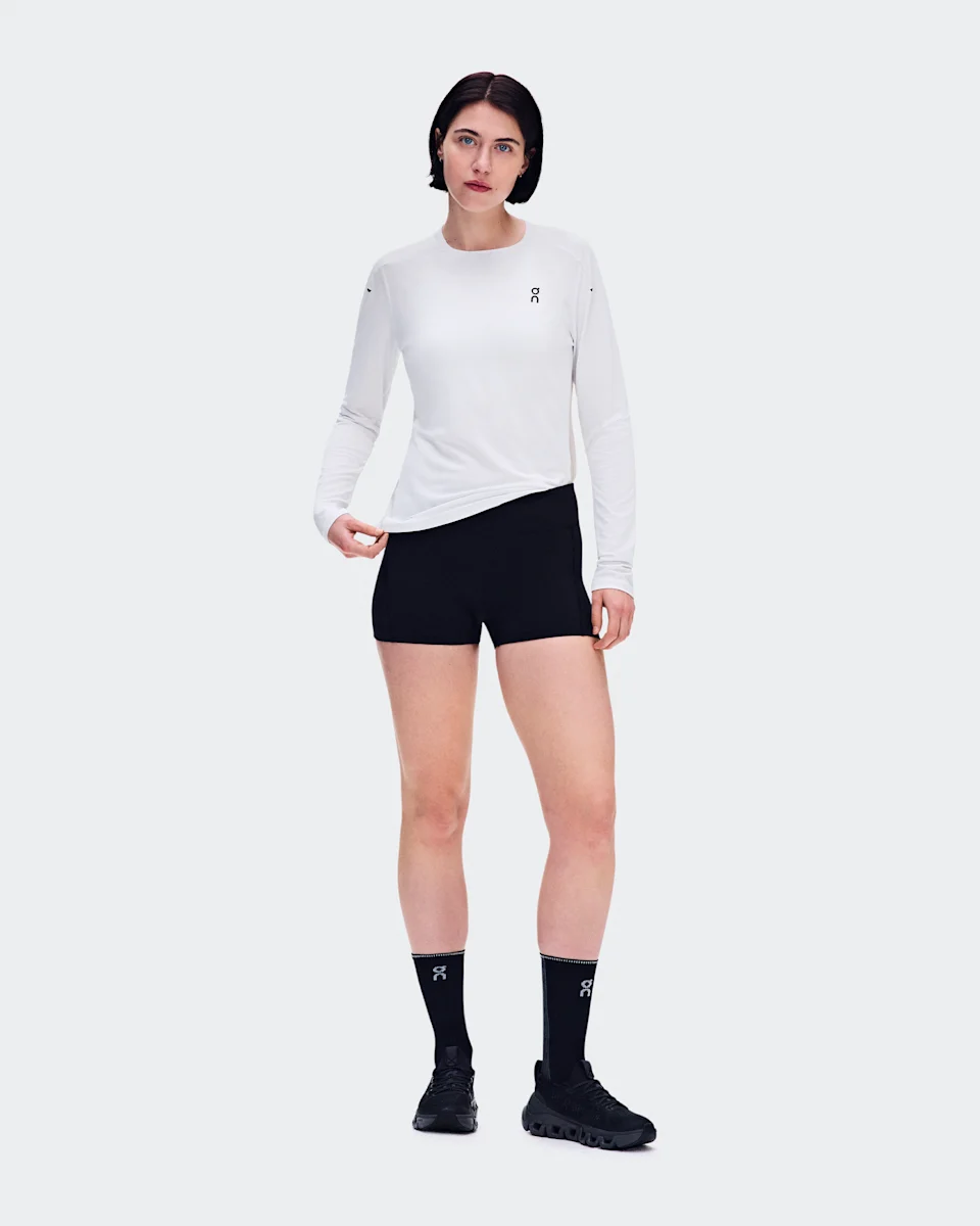 On Performance Long-T White & Silver Feminino – Corrida, treino