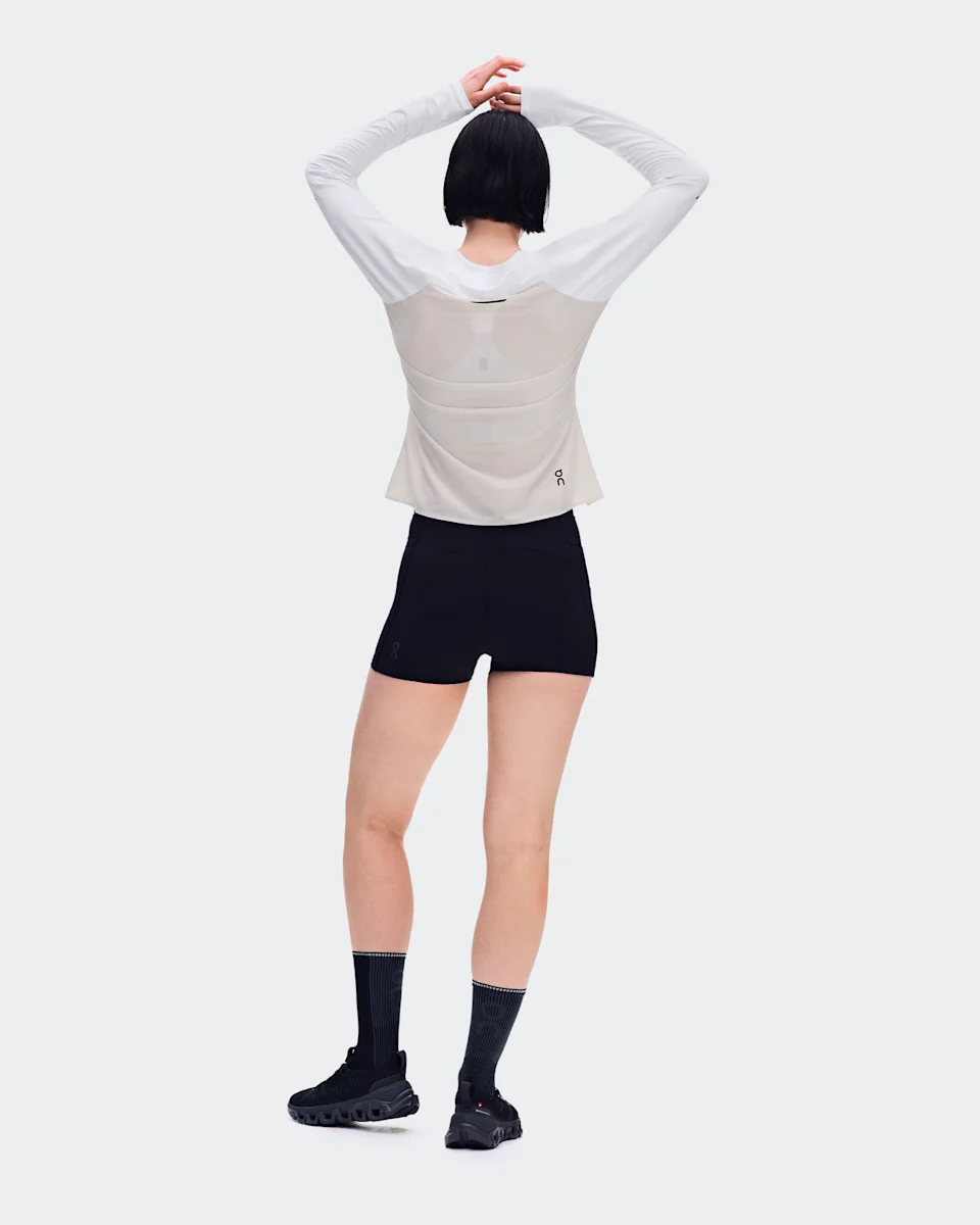 On Performance Long-T White & Silver Feminino