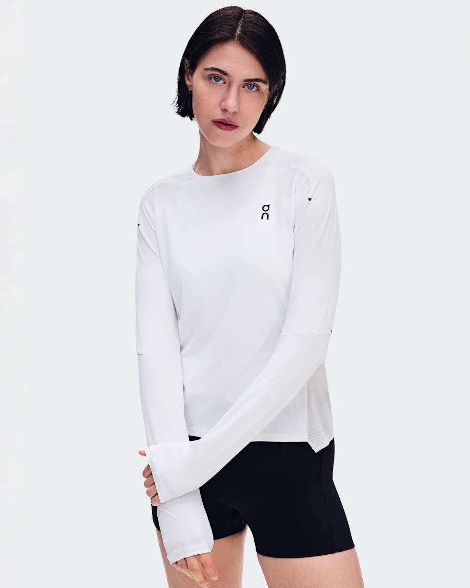 On Performance Long-T White & Silver Feminino