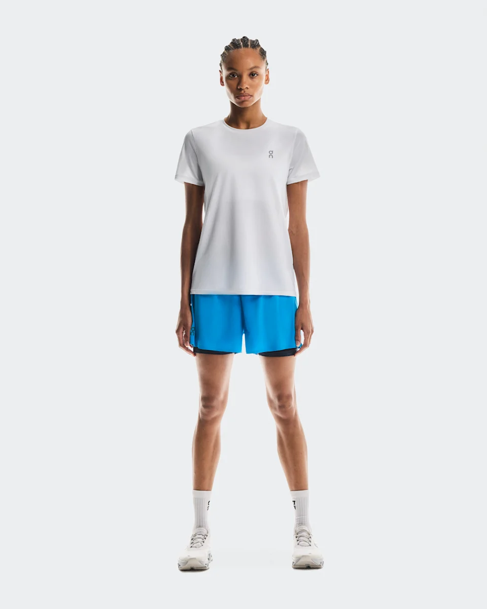 On 3" Performance 2/1 Shorts Malibu & Navy Feminino