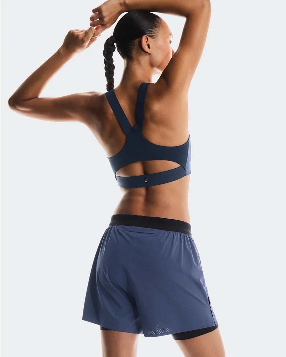 On 3" Performance 2/1 Shorts Acai & Black Feminino