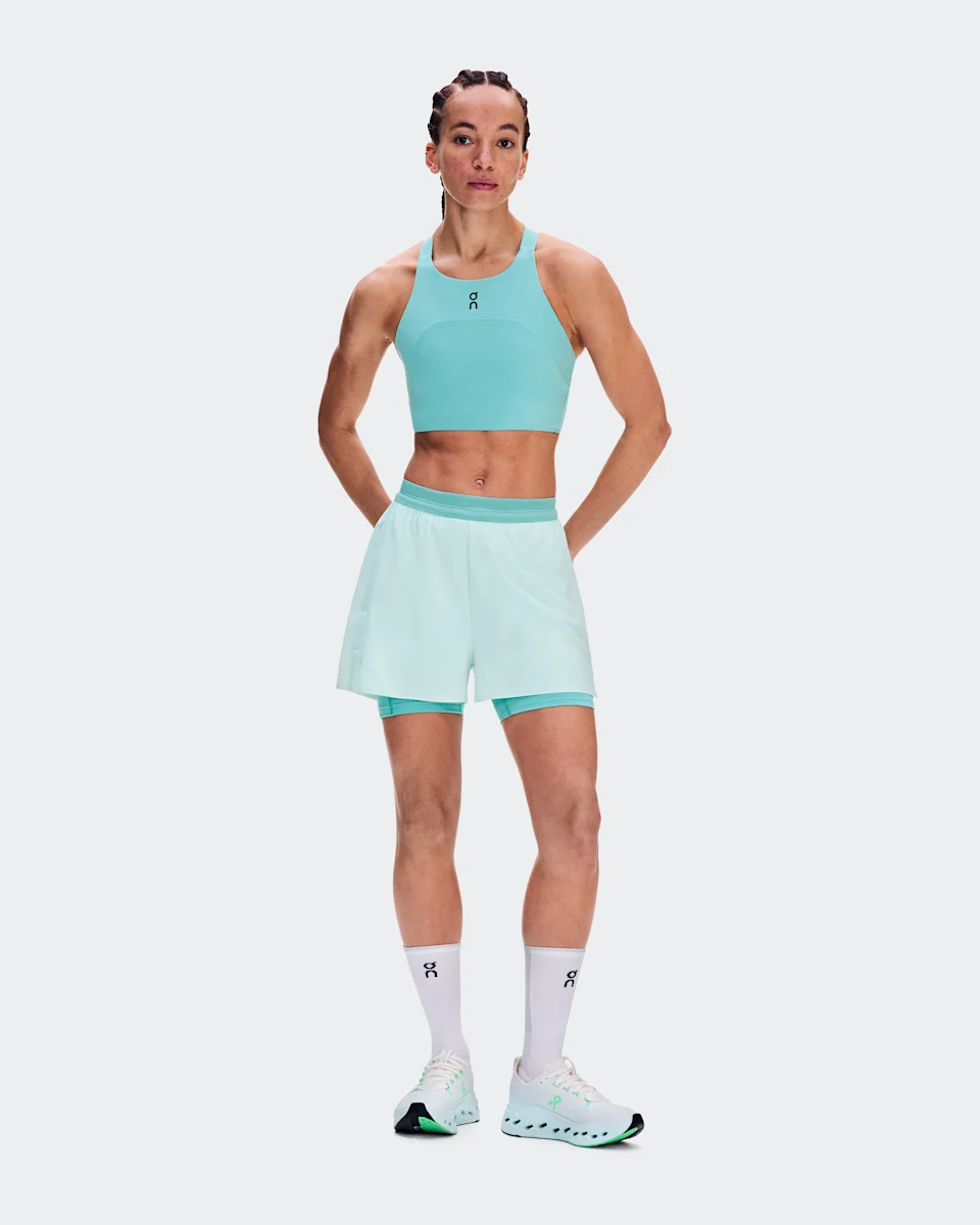 On 3" Performance 2/1 Shorts Flurry & Aquamarine Feminino