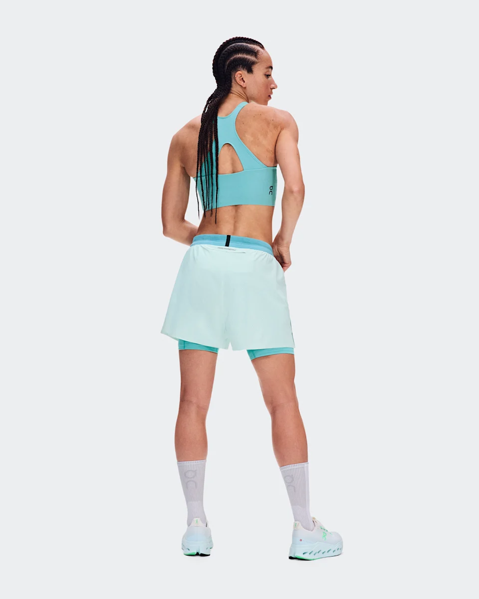 On 3" Performance 2/1 Shorts Flurry & Aquamarine Feminino