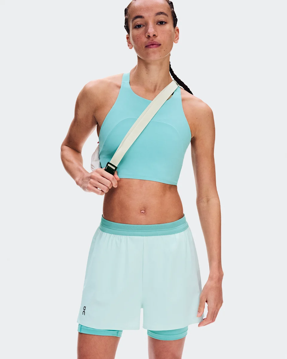 On 3" Performance 2/1 Shorts Flurry & Aquamarine Feminino