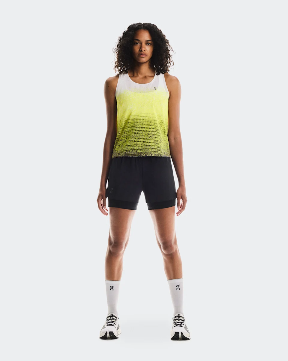 On Race Singlet Lime Feminino – Dia da prova, ultraleve, respirável
