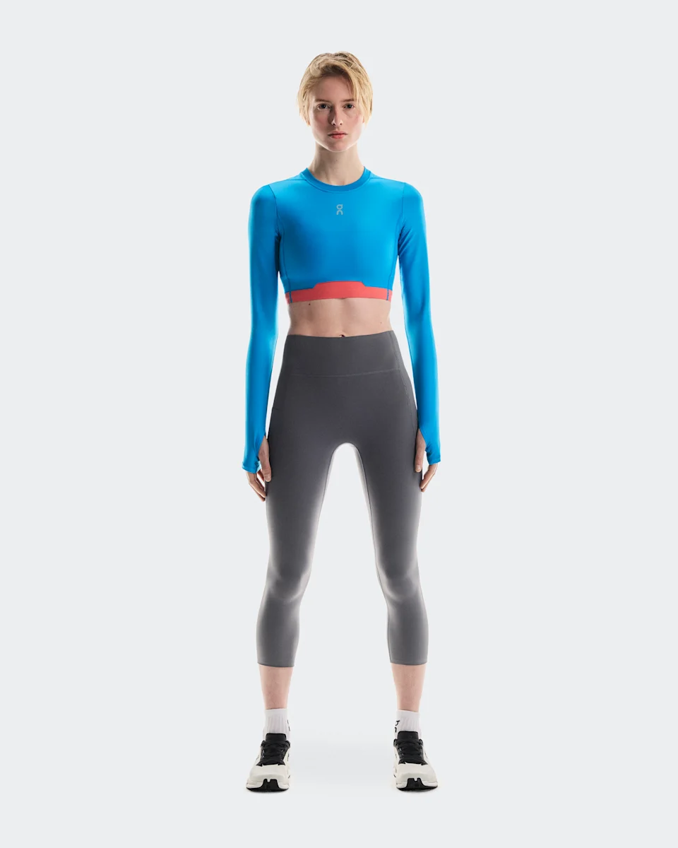 On Train Long Sleeve Crop Malibu Feminino – HIIT, spinning, ultramacio