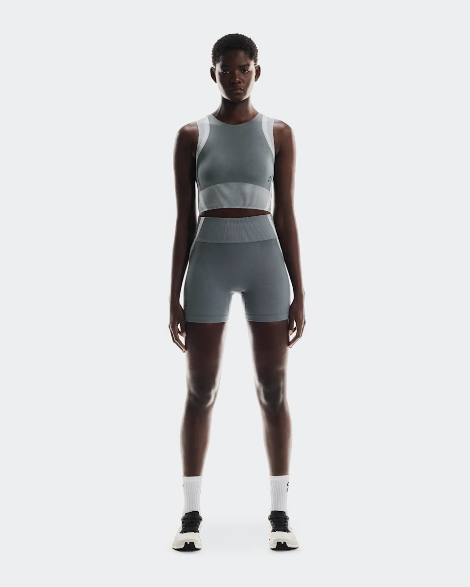 On Studio Knit Shorts Rock & Glacier Feminino