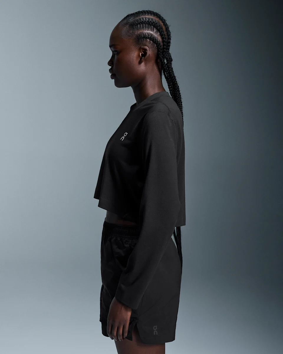 On Train Long-T Crop Black Feminino