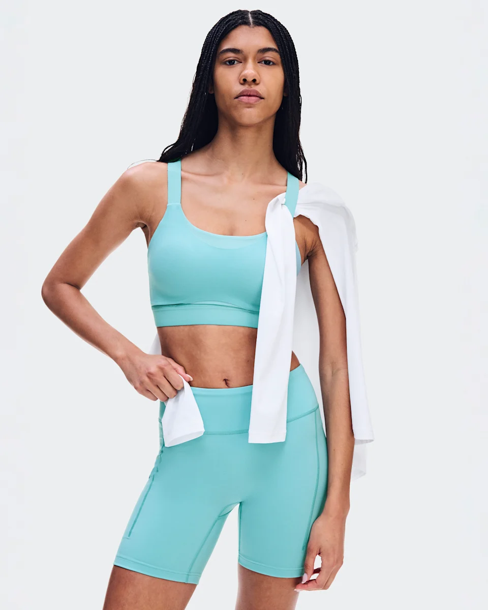 On Performance Tights Short Aquamarine Feminino