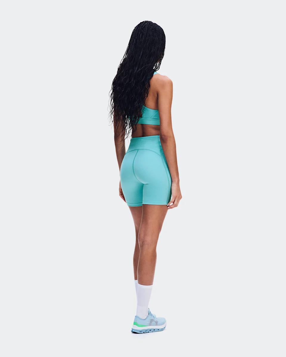 On Performance Tights Short Aquamarine Feminino