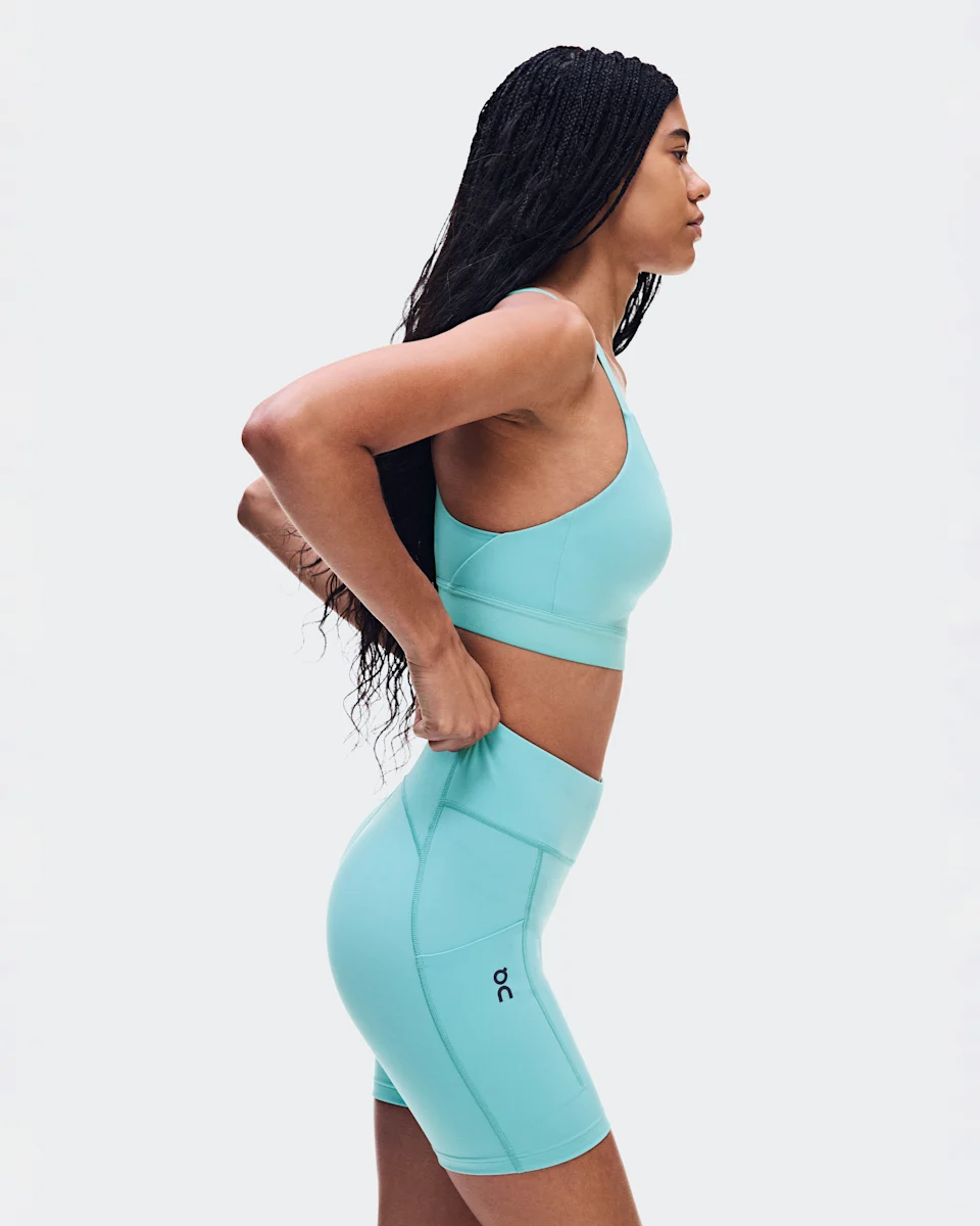 On Performance Tights Short Aquamarine Feminino