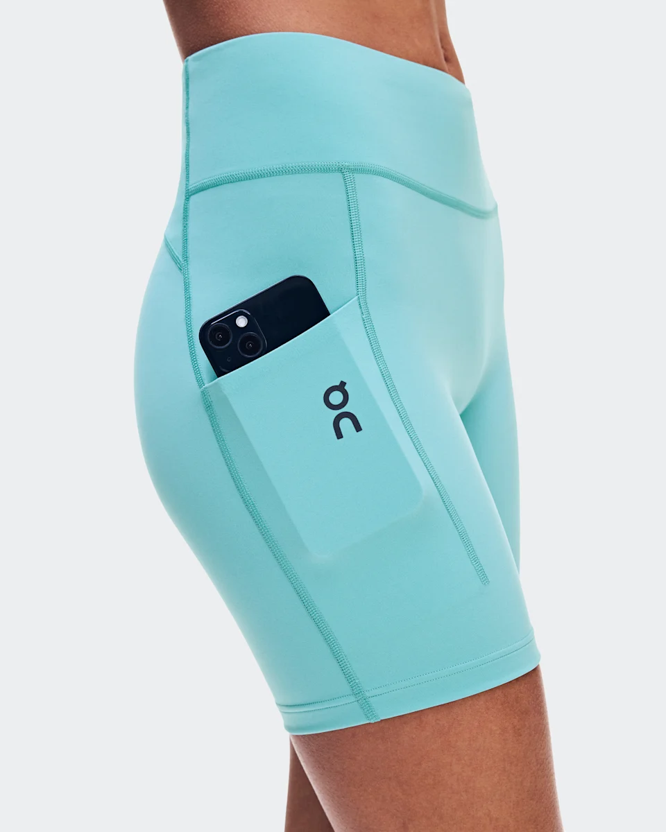 On Performance Tights Short Aquamarine Feminino