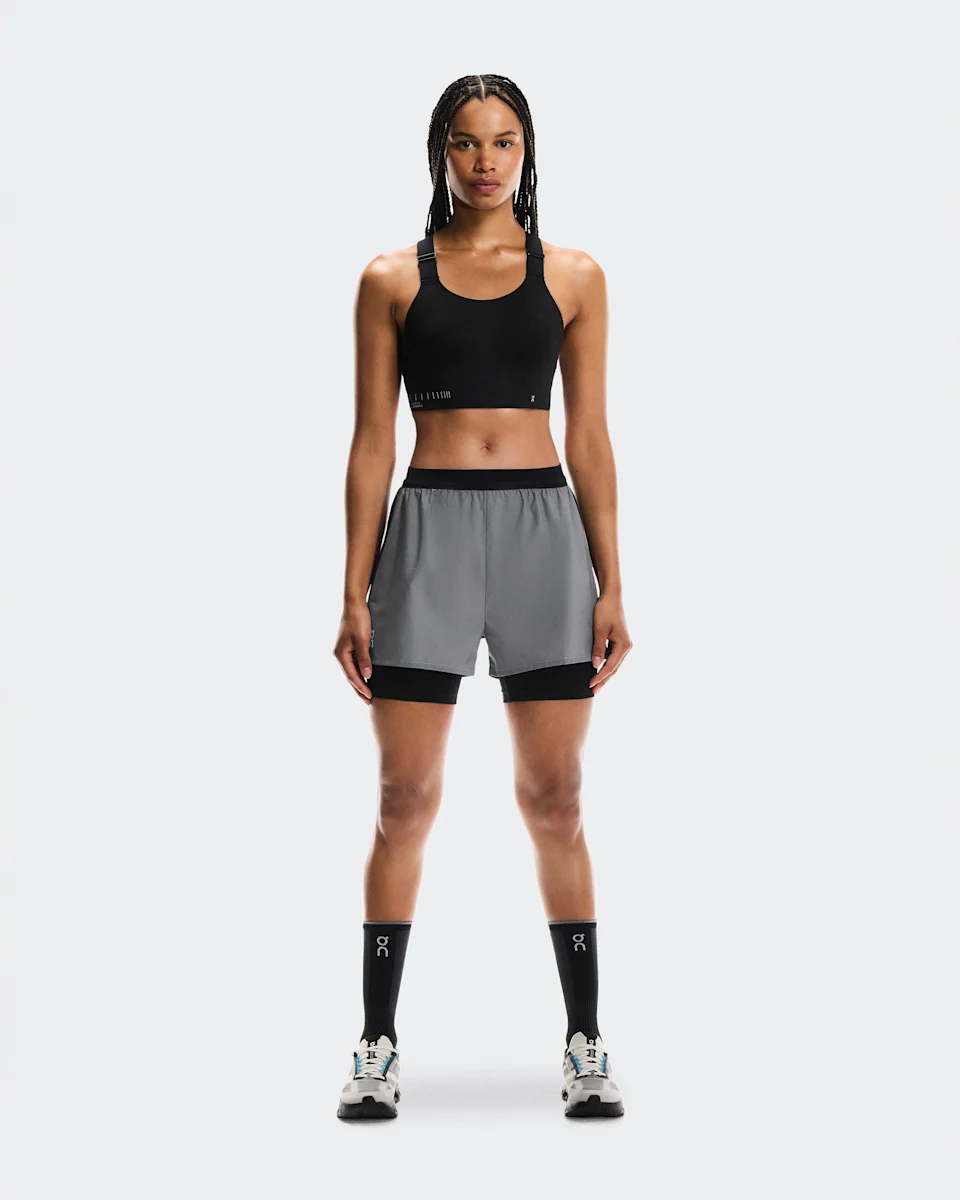 On Performance Bra Lumos Black Feminino – Corrida, sustentação média, detalhes refletivos