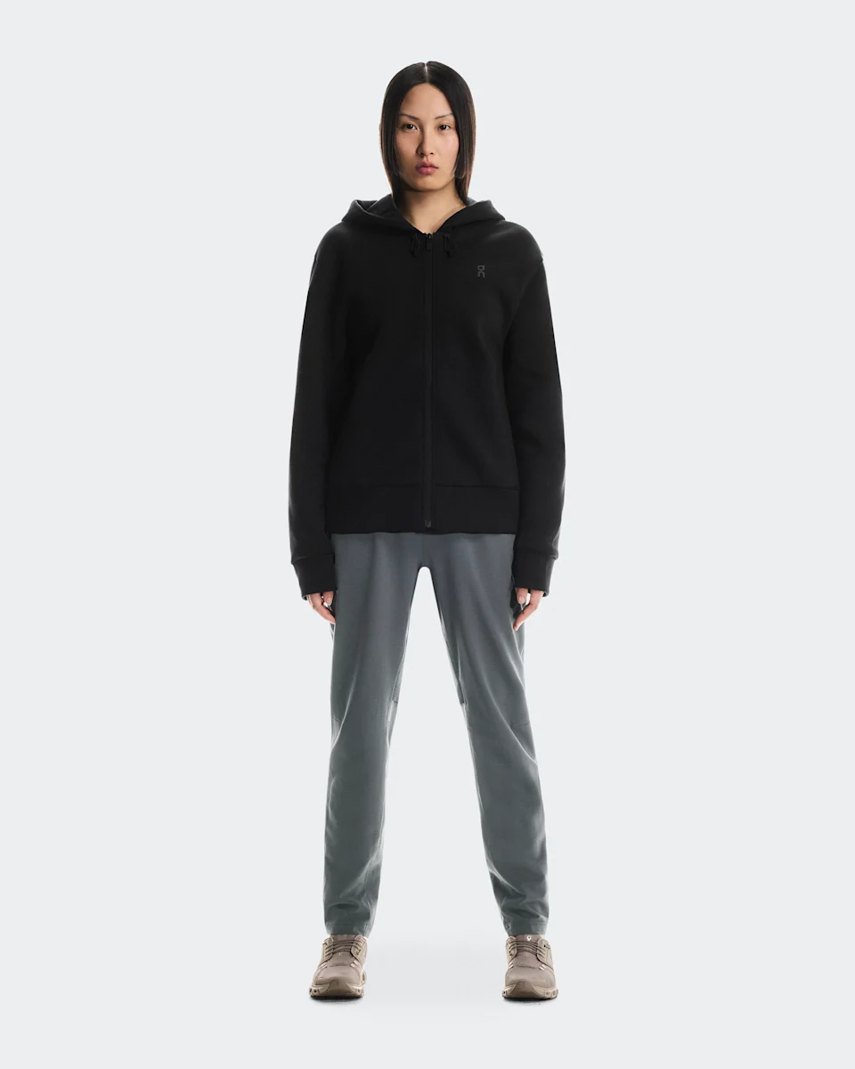On Focus Tech Zip Hoodie Black Feminino