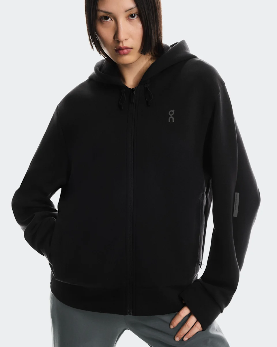 On Focus Tech Zip Hoodie Black Feminino