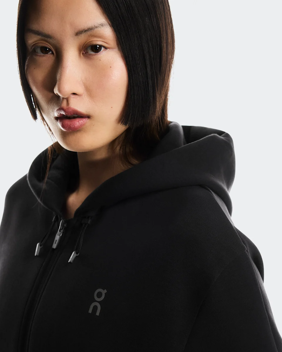 On Focus Tech Zip Hoodie Black Feminino