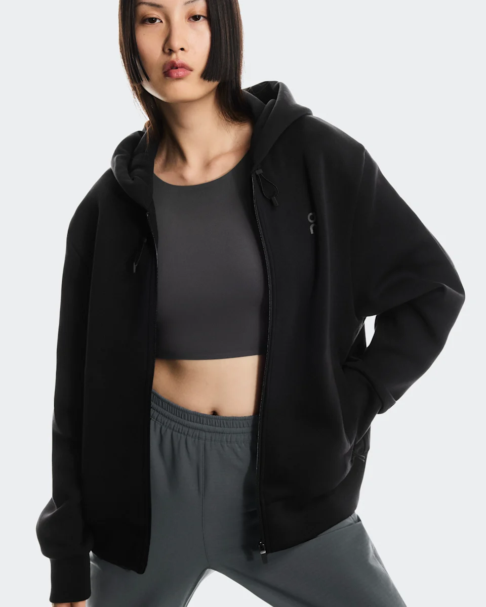 On Focus Tech Zip Hoodie Black Feminino