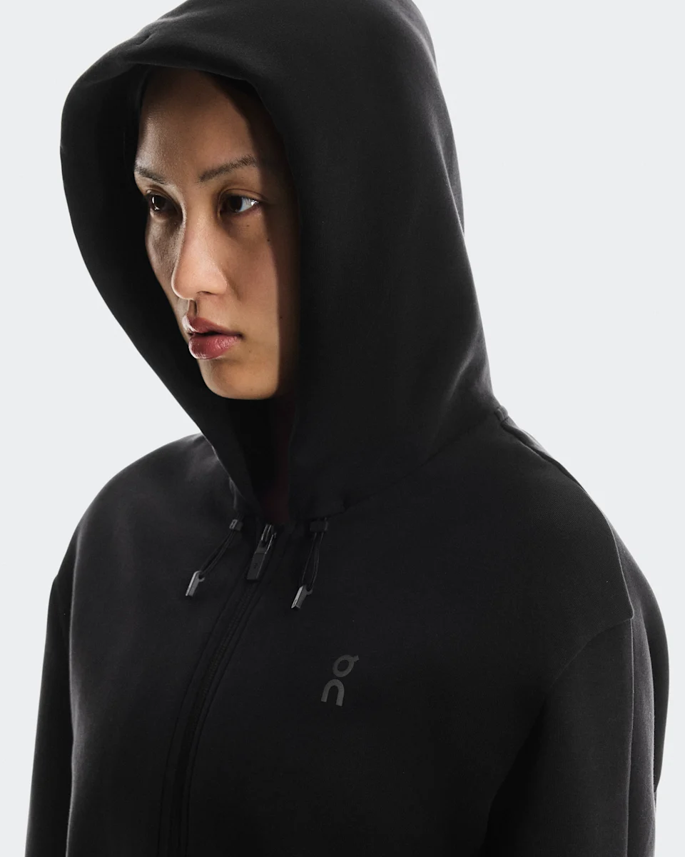 On Focus Tech Zip Hoodie Black Feminino