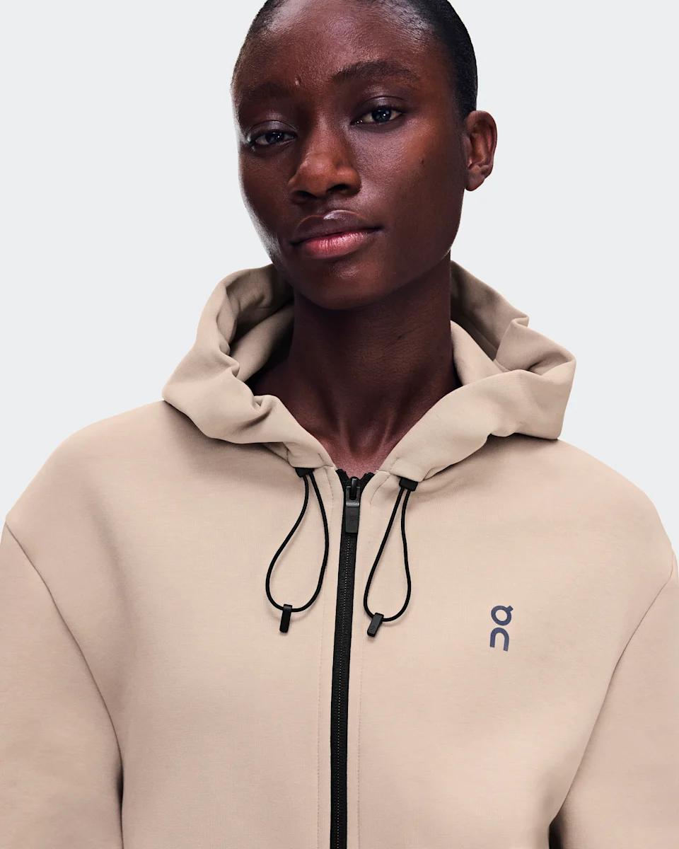 On Focus Tech Zip Hoodie Desert Feminino