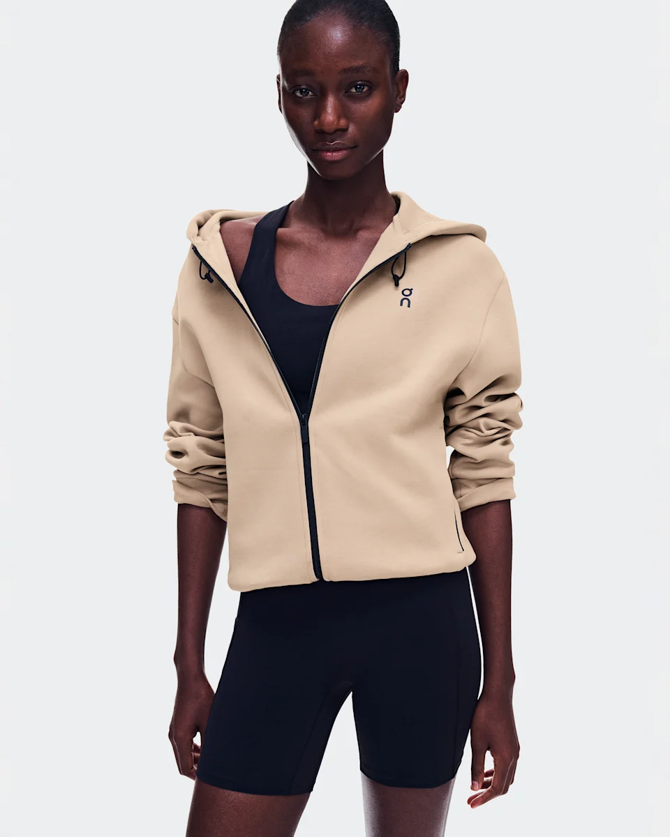 On Focus Tech Zip Hoodie Desert Feminino