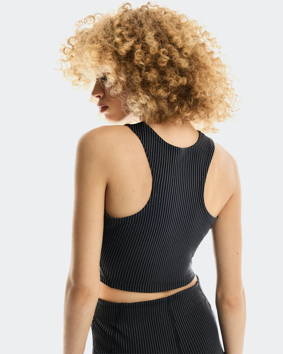 On All-Day Ribbed Crop Black & Rock Feminino