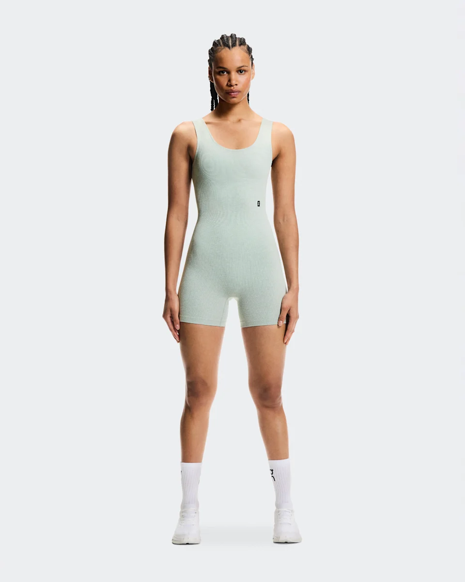 On Studio Knit Bodysuit Mineral Heather Feminino – Treinos de baixo impacto