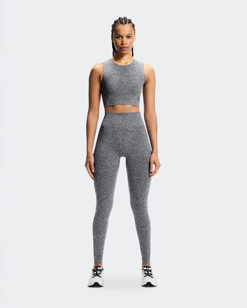On Studio Knit Leggings Graphite Heather Feminino – Treinos de baixo impacto