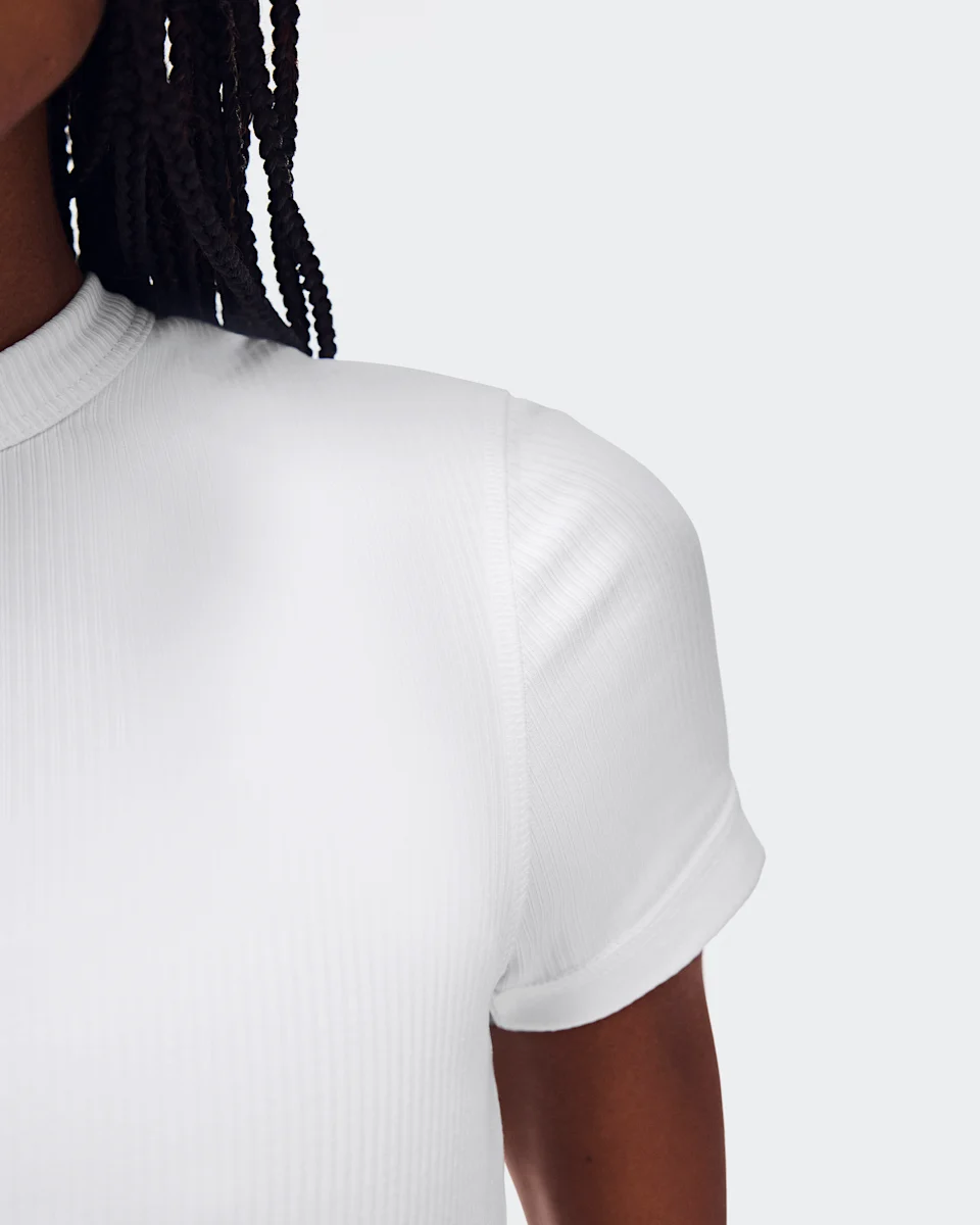 On All-Day Ribbed T-Shirt White Feminino