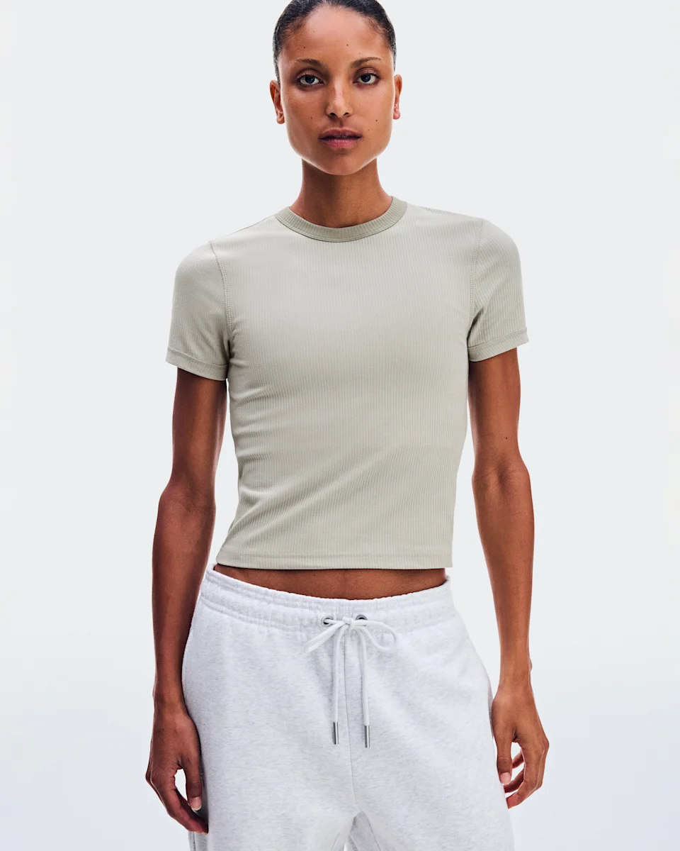 On All-Day Ribbed T-Shirt Brume Feminino