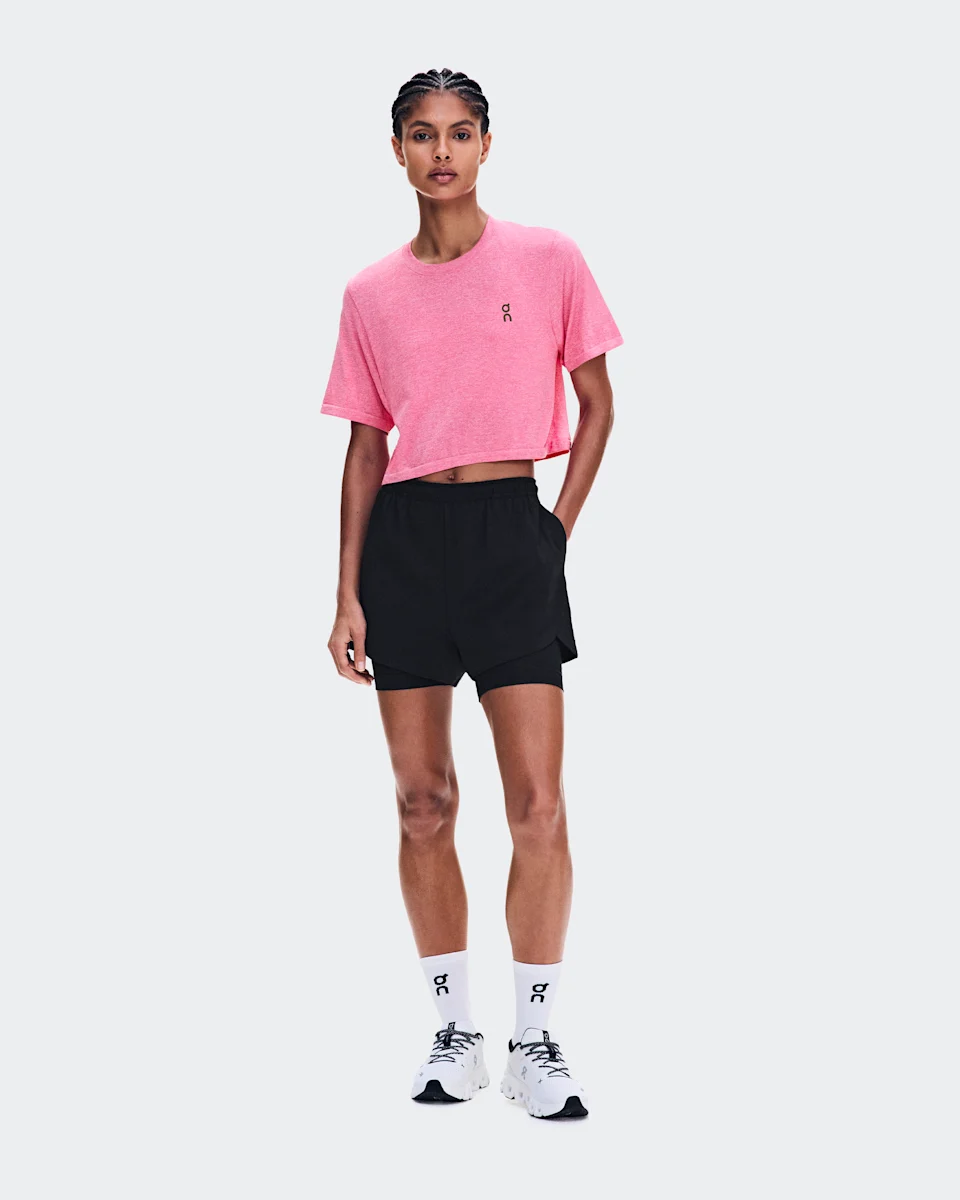 On Train Flex-T Crop Bubblegum Heather Feminino – Treinos de alta intensidade