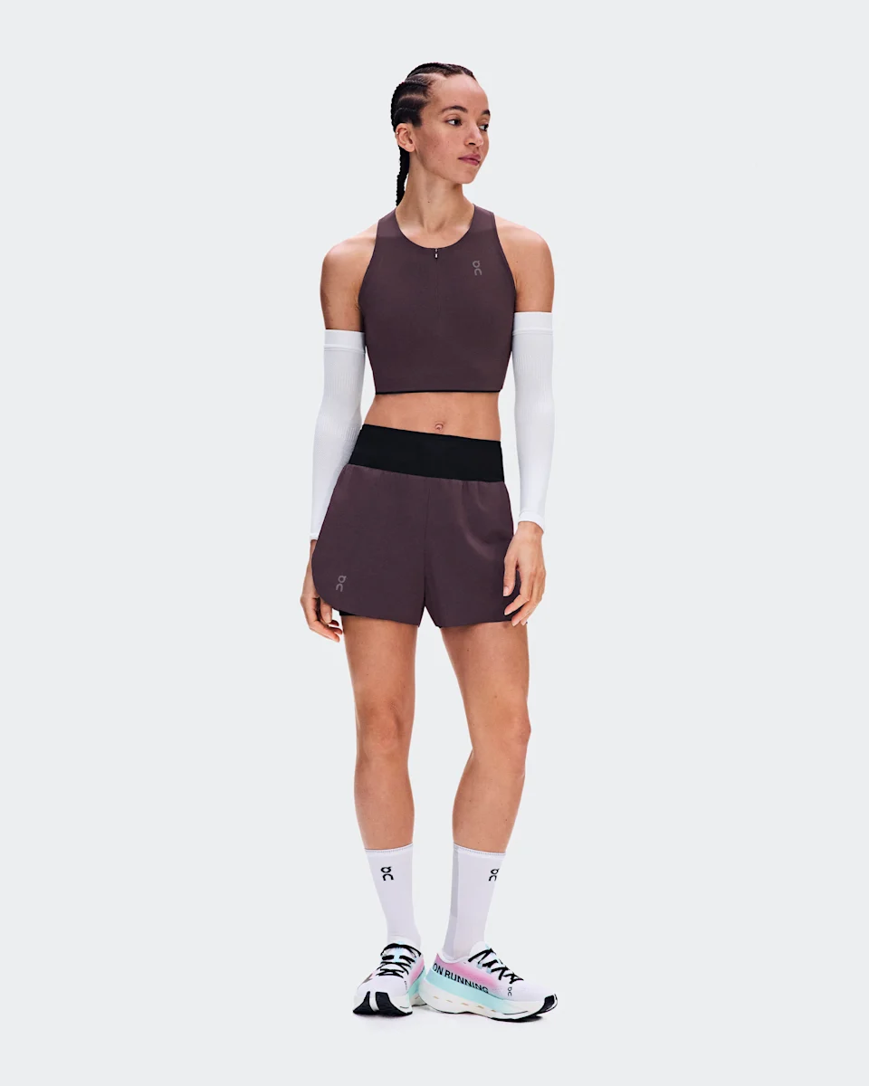 On Zero 2-in-1 Shorts Urchin & Black Feminino – Para treinos e corridas de alta performance