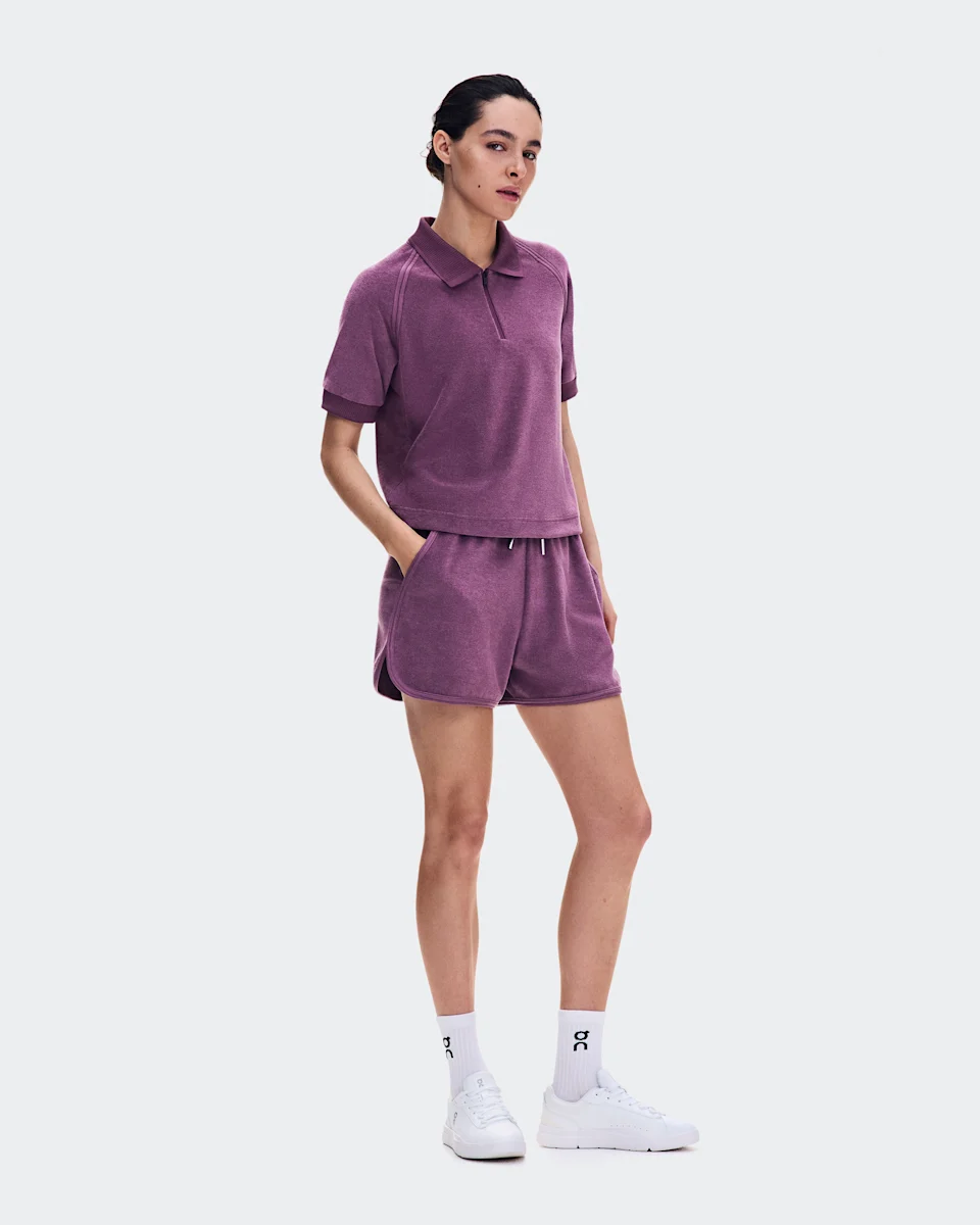 On Courtside Shorts Terry Cassis Feminino