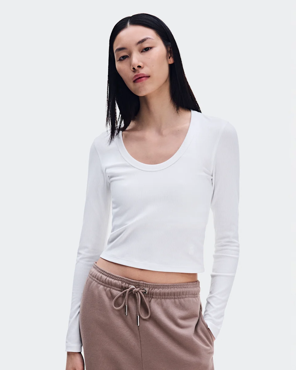 On All-Day Ribbed Long-T White Feminino