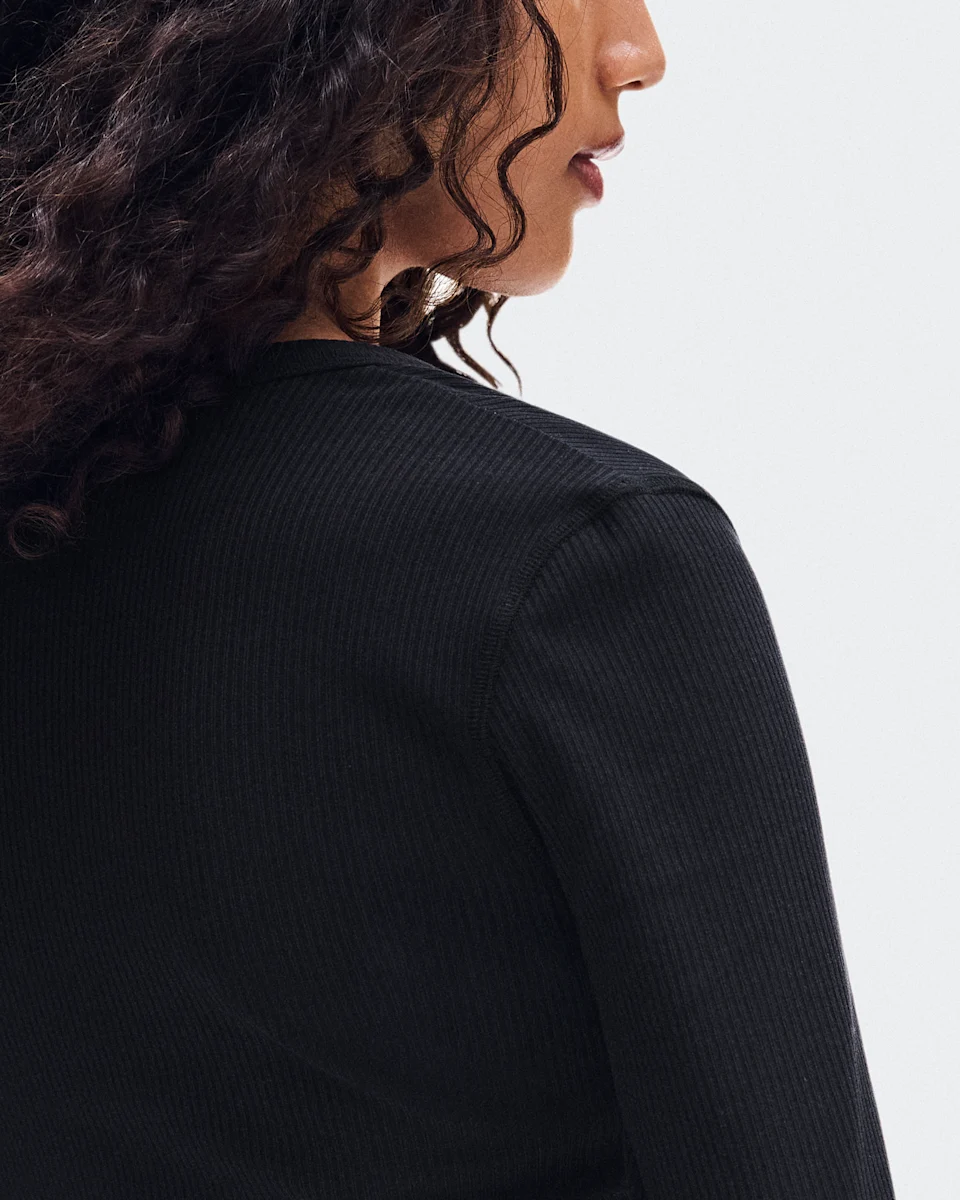On All-Day Ribbed Long-T Black Feminino