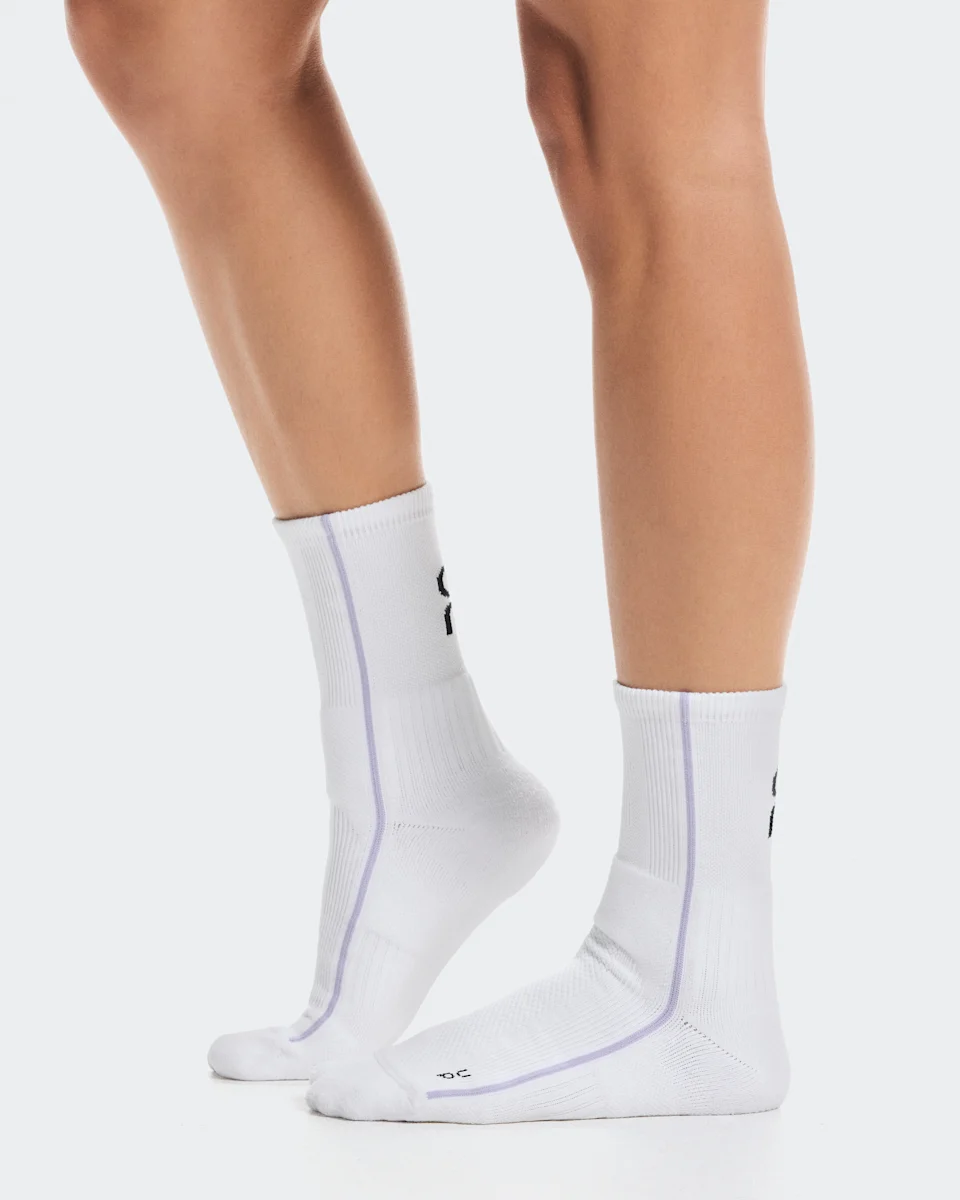 On Court Sock High White & Bloom