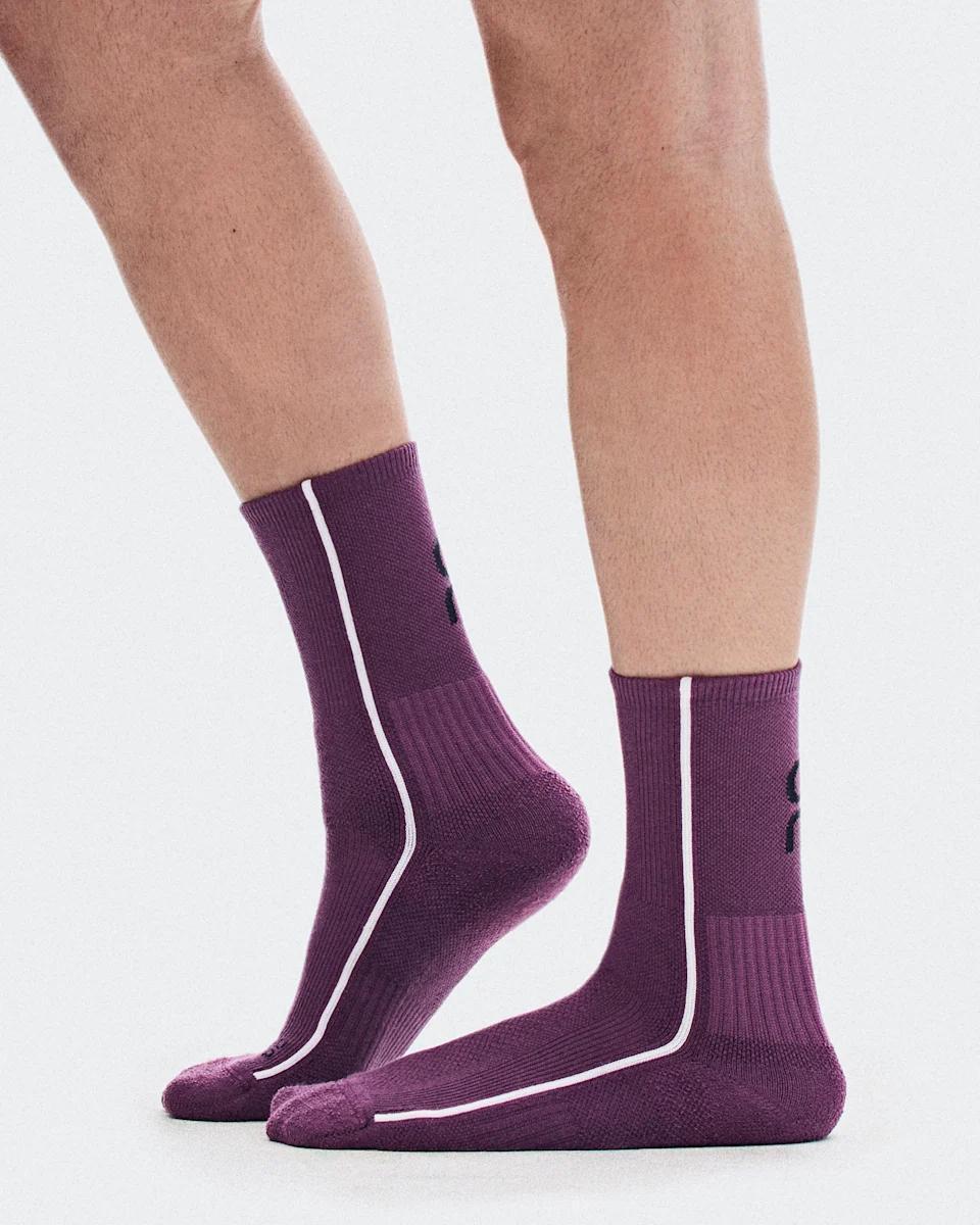 On Court Sock High Cassis & White