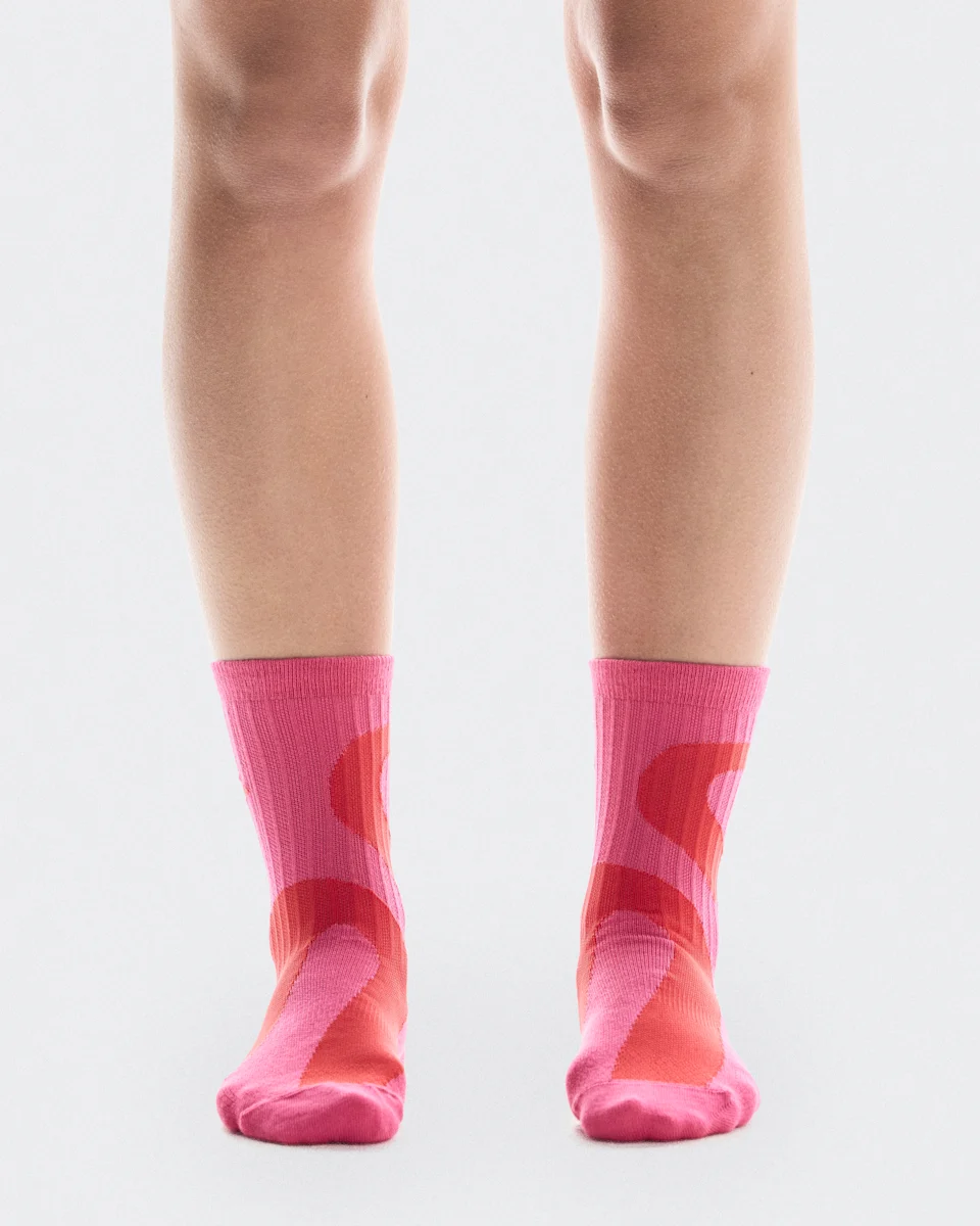 On Liquid Logo Sock High 2P Limelight & Pink