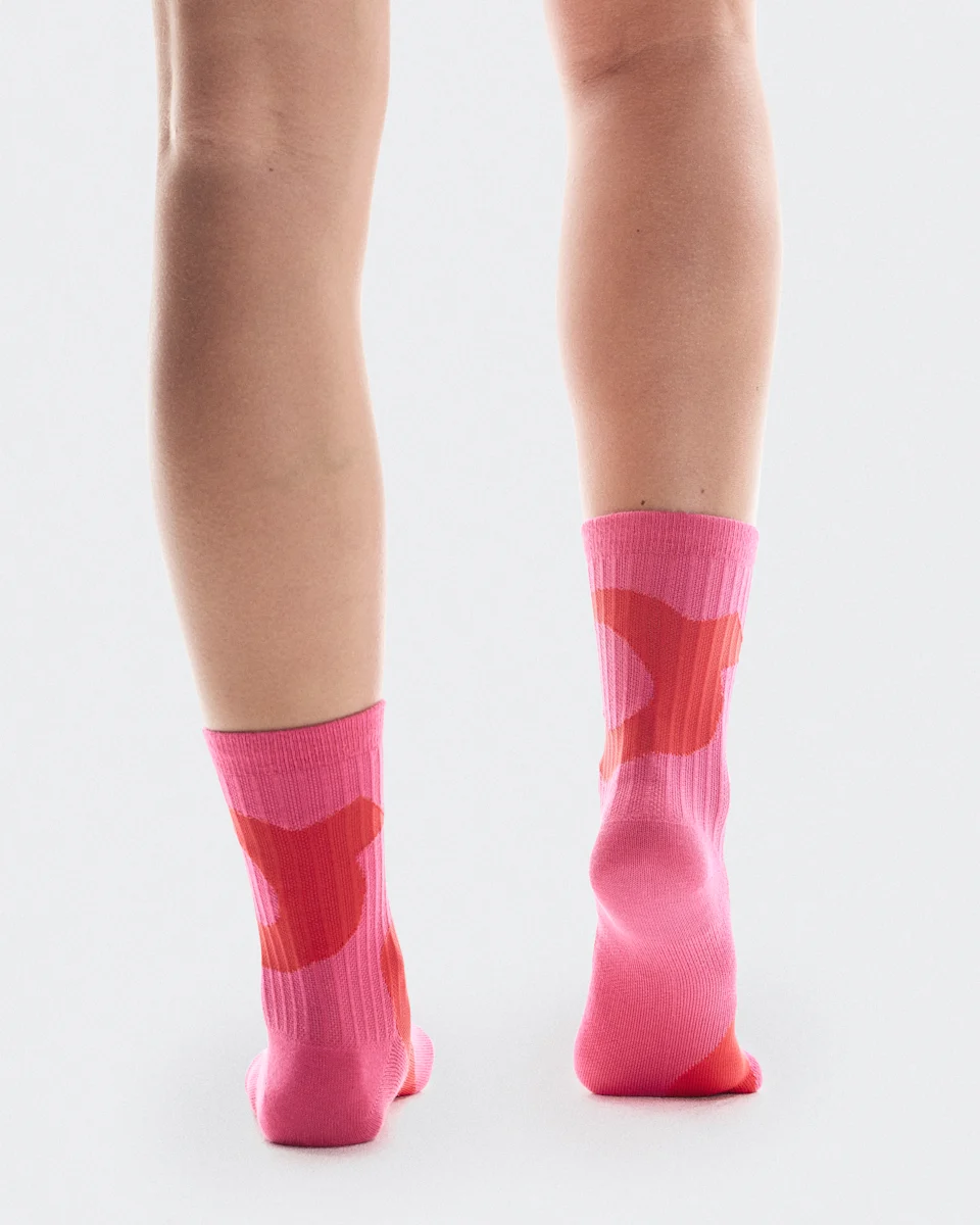 On Liquid Logo Sock High 2P Limelight & Pink