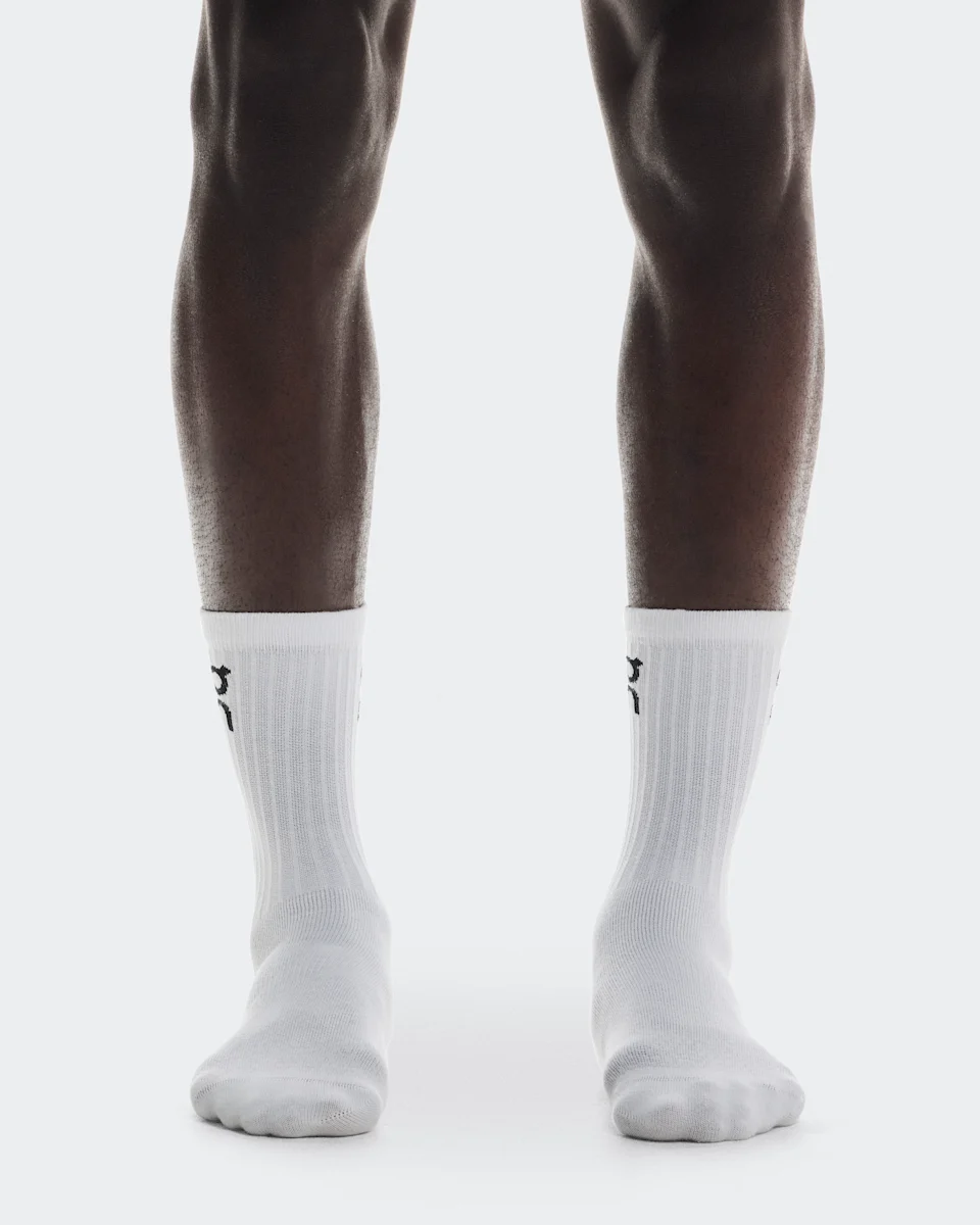 On Logo Sock High 3P White Unissex – Uso diário, respirável, versátil